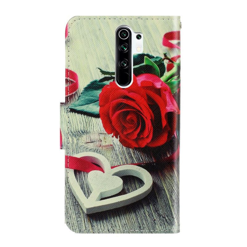 Custodia in pelle Xiaomi Redmi 9 Rosa Romantica Con Cinturino