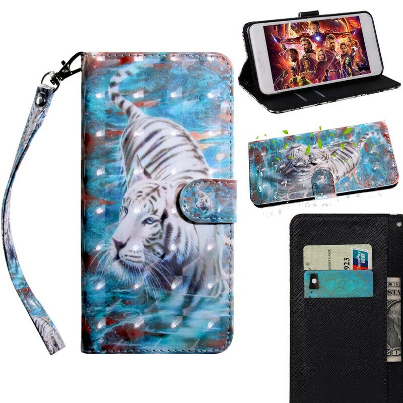 Custodia in pelle Xiaomi Redmi 9 Tigre In Acqua