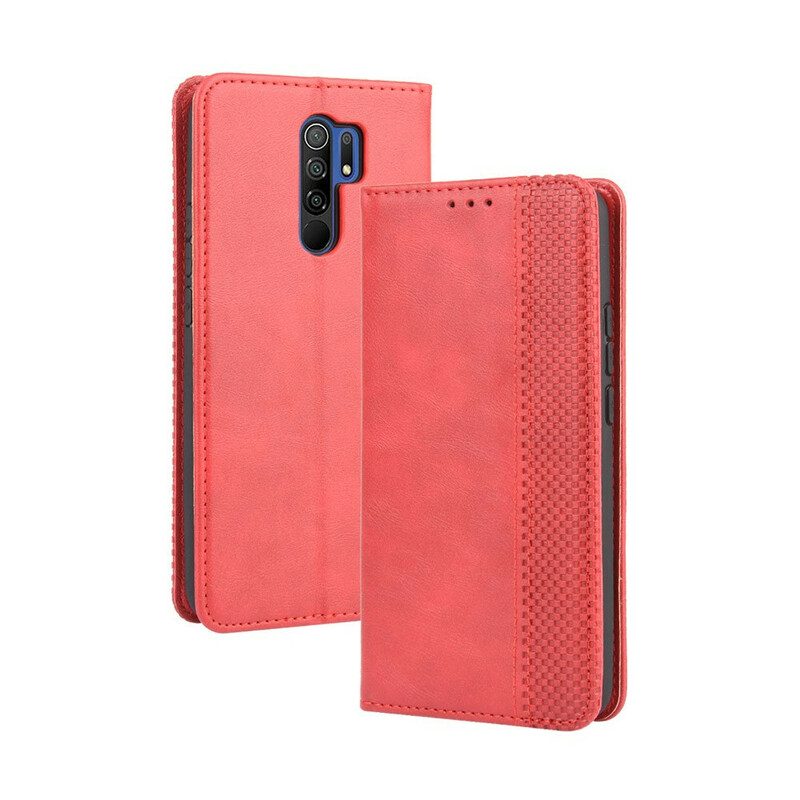 Folio Cover Xiaomi Redmi 9 Custodia in pelle Effetto Pelle Vintage Stilizzato