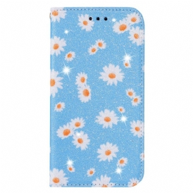 Folio Cover Xiaomi Redmi 9 Custodia in pelle Margherite