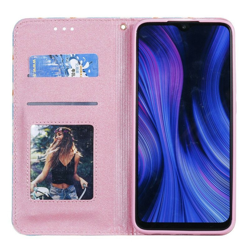 Folio Cover Xiaomi Redmi 9 Custodia in pelle Margherite