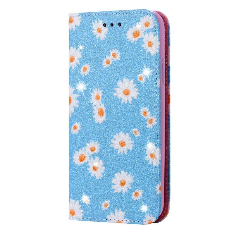 Folio Cover Xiaomi Redmi 9 Custodia in pelle Margherite