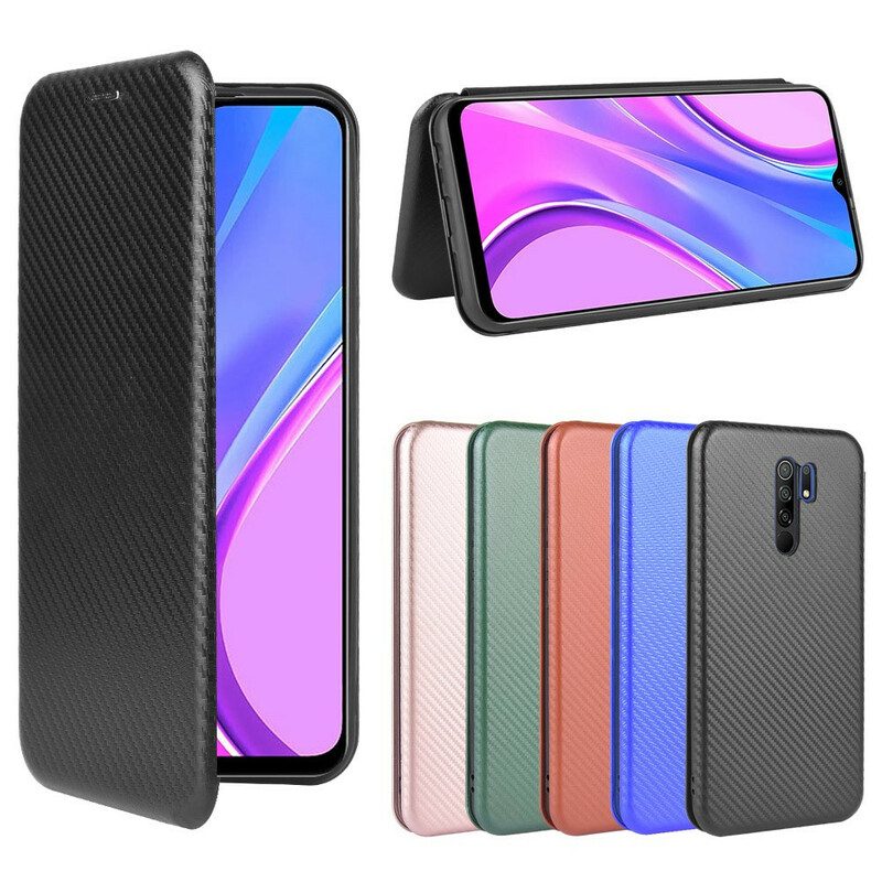 Folio Cover Xiaomi Redmi 9 Custodia in pelle Silicone Colorato Al Carbonio