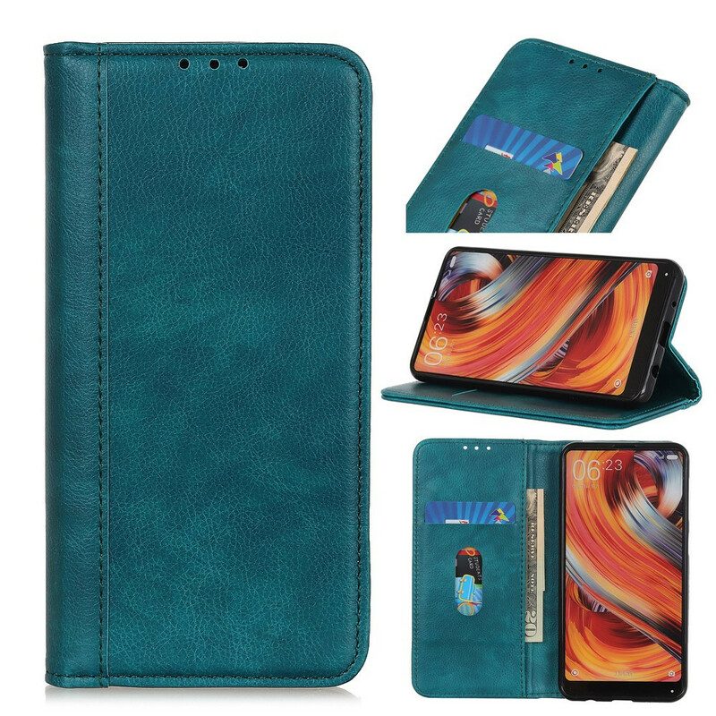 Folio Cover Xiaomi Redmi 9 Custodia in pelle Versione In Crosta Di Litchi