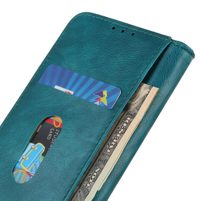 Folio Cover Xiaomi Redmi 9 Custodia in pelle Versione In Crosta Di Litchi