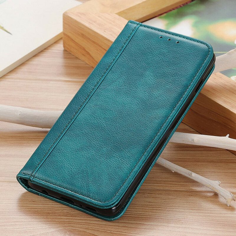 Folio Cover Xiaomi Redmi 9 Custodia in pelle Versione In Crosta Di Litchi