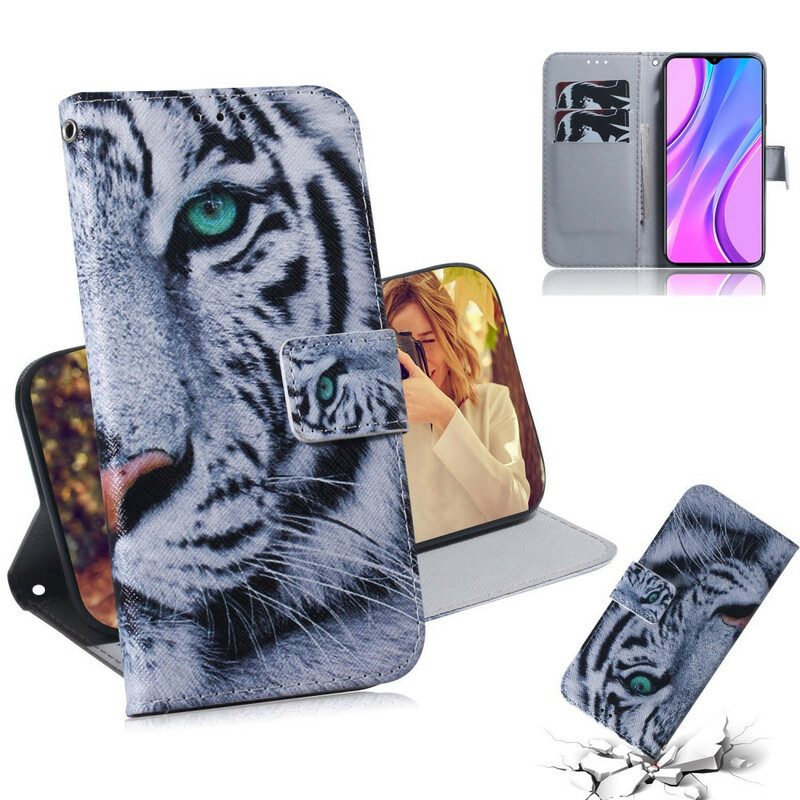 Folio Cover Xiaomi Redmi 9 Faccia Da Tigre