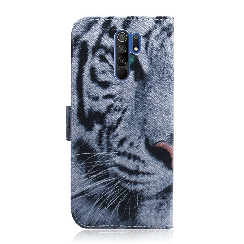 Folio Cover Xiaomi Redmi 9 Faccia Da Tigre