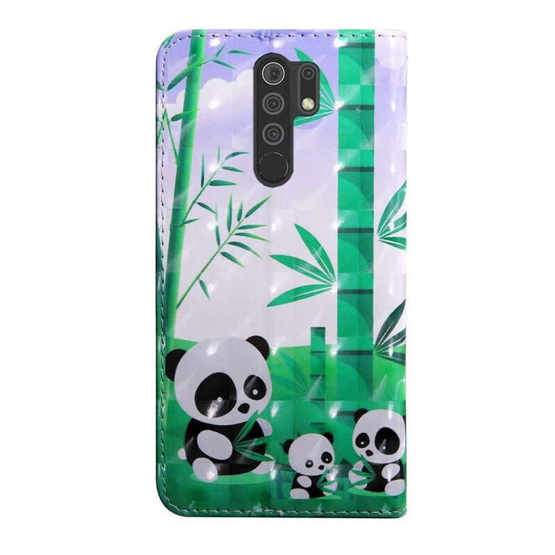 Folio Cover Xiaomi Redmi 9 Famiglia Panda