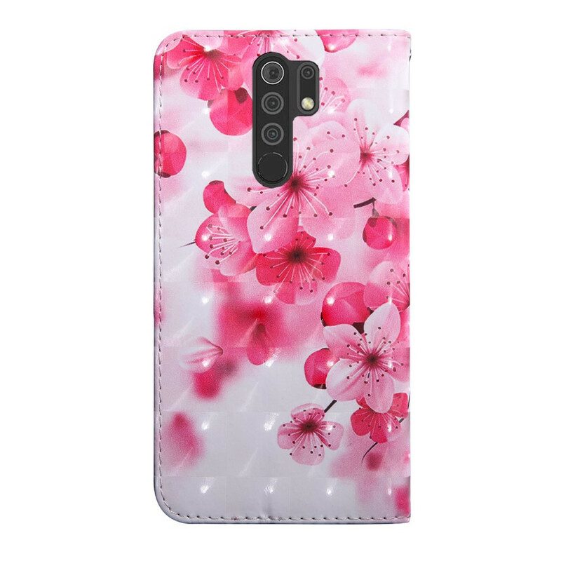 Folio Cover Xiaomi Redmi 9 Fiori Rosa