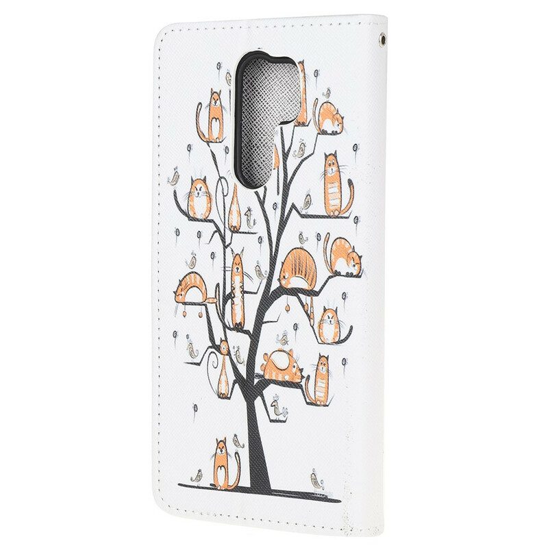 Folio Cover Xiaomi Redmi 9 Gatti Funky Con Cinturino