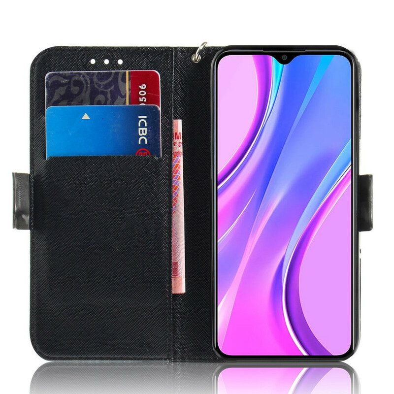 Folio Cover Xiaomi Redmi 9 Panda Arrabbiato Con Cordino