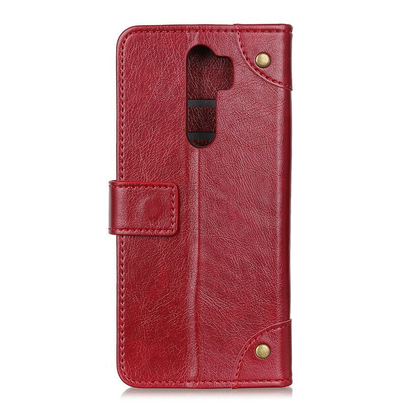 Folio Cover Xiaomi Redmi 9 Rivetti Vintage In Pelle Nappa Stile