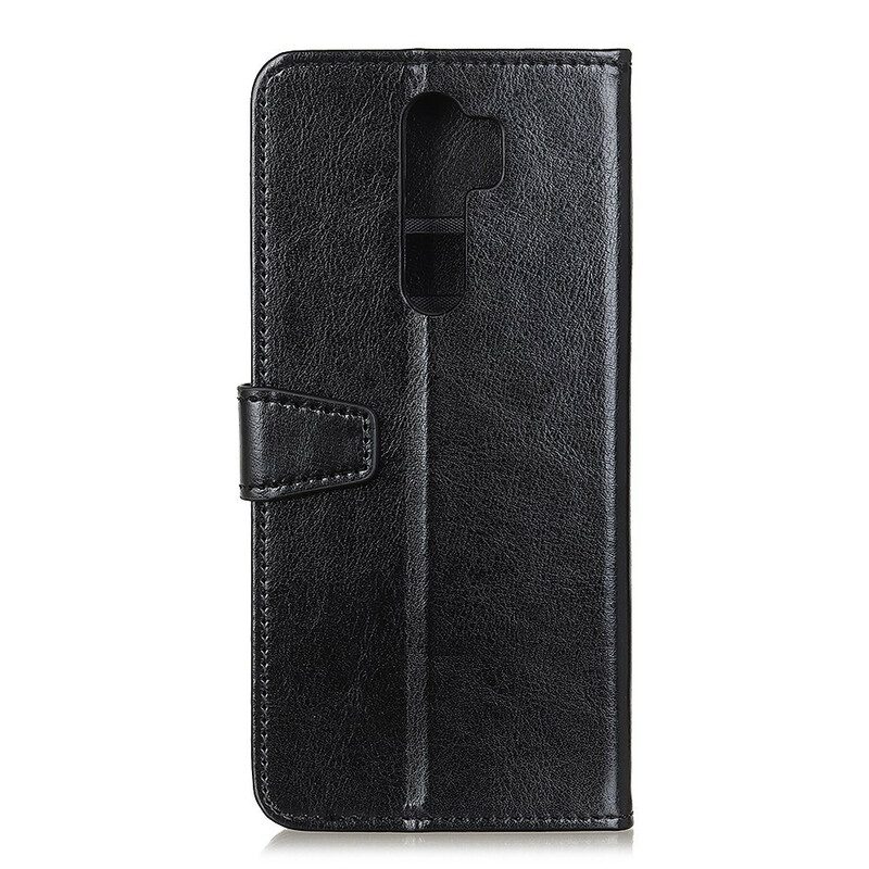 Folio Cover Xiaomi Redmi 9 Semplice Effetto Pelle Lucida