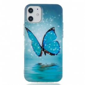 Cover iPhone 12 Mini Farfalla Blu Fluorescente