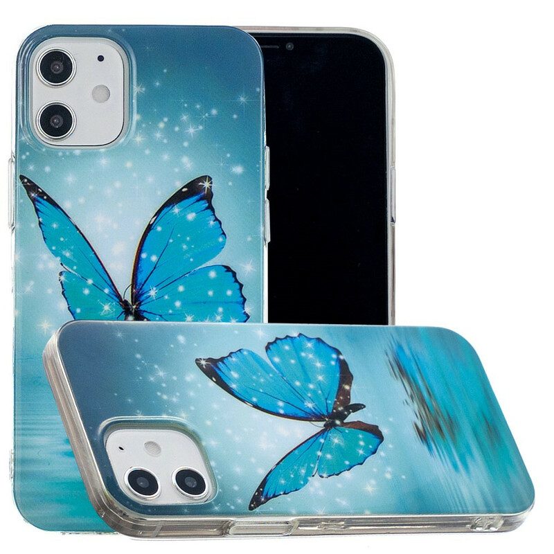 Cover iPhone 12 Mini Farfalla Blu Fluorescente