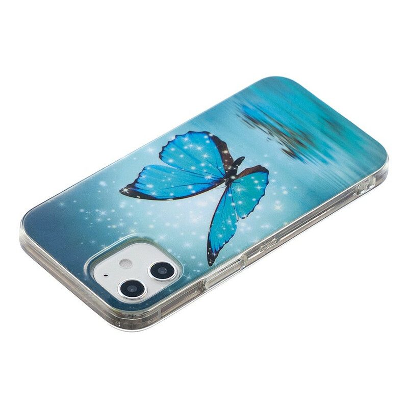 Cover iPhone 12 Mini Farfalla Blu Fluorescente