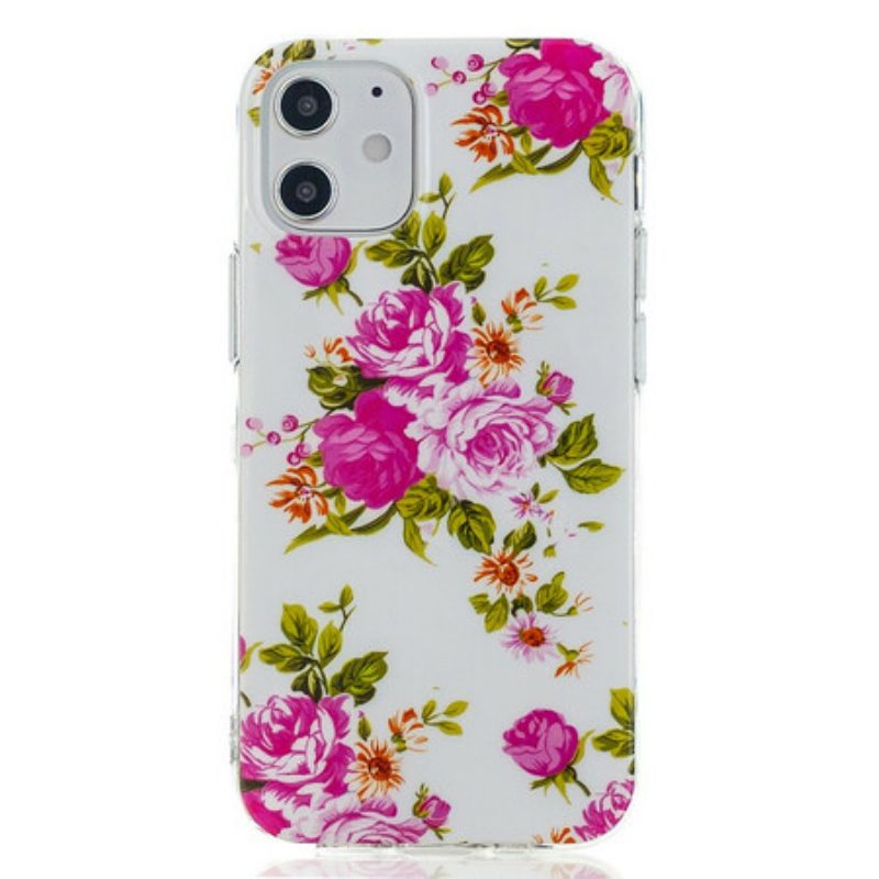 Cover iPhone 12 Mini Fiori Liberty Fluorescenti