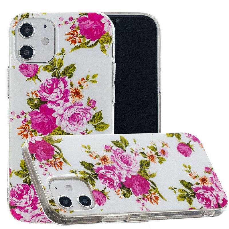 Cover iPhone 12 Mini Fiori Liberty Fluorescenti