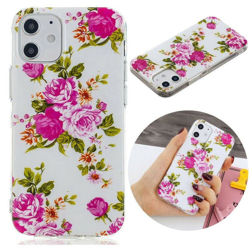 Cover iPhone 12 Mini Fiori Liberty Fluorescenti