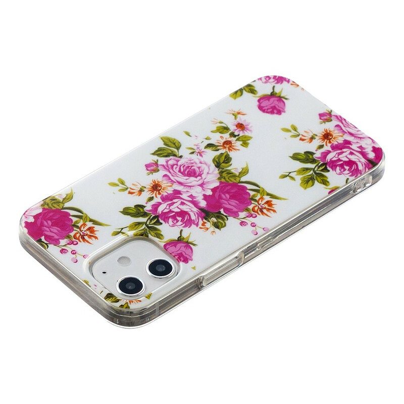 Cover iPhone 12 Mini Fiori Liberty Fluorescenti