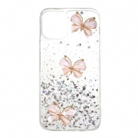 Cover iPhone 12 Mini Paillettes Farfalle 3d