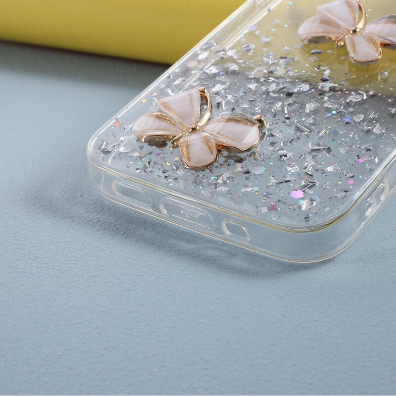 Cover iPhone 12 Mini Paillettes Farfalle 3d