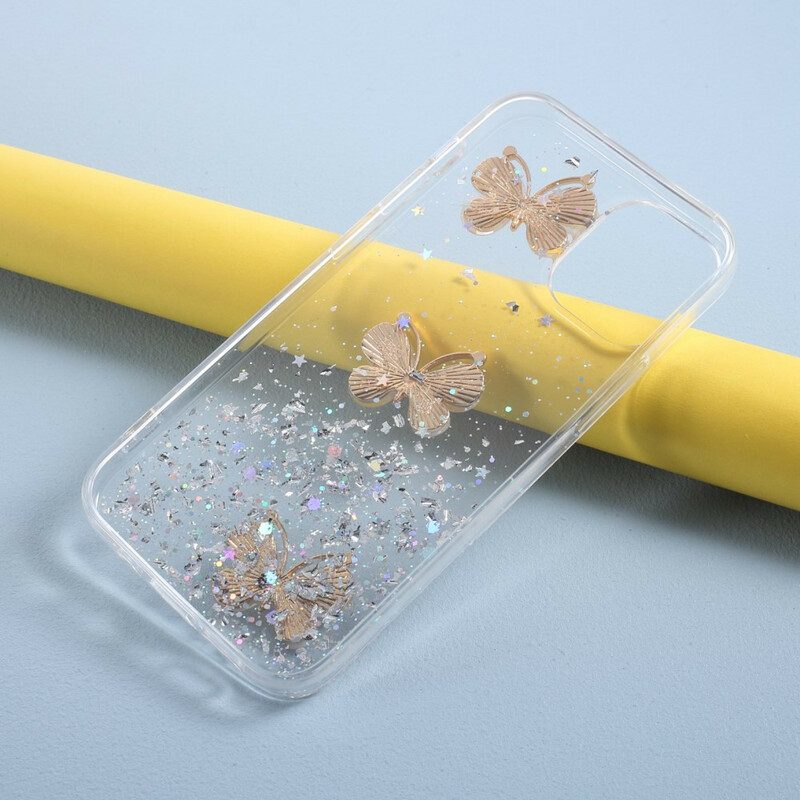 Cover iPhone 12 Mini Paillettes Farfalle 3d