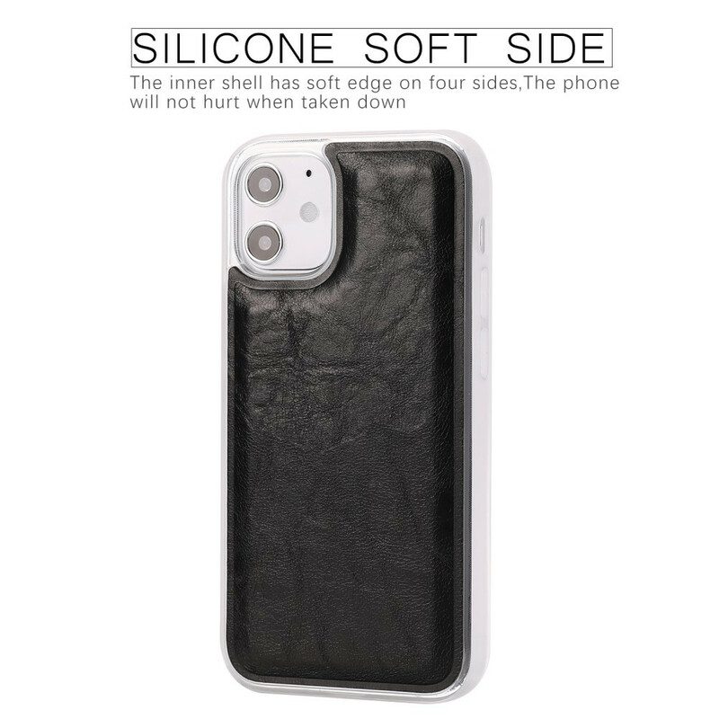 Cover iPhone 12 Mini Stile In Pelle Invecchiata Staccabile