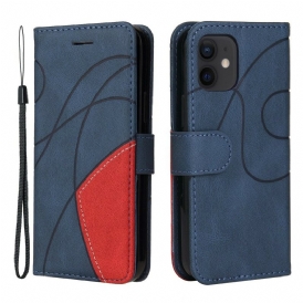 Custodia in pelle iPhone 12 Mini Ecopelle Dal Design Bicolore