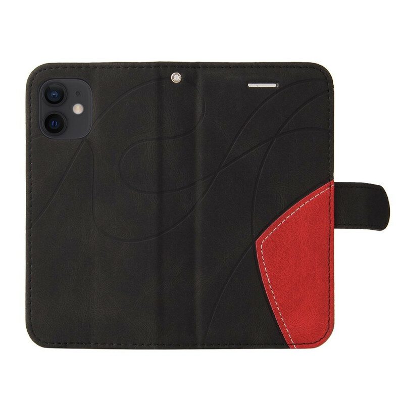 Custodia in pelle iPhone 12 Mini Ecopelle Dal Design Bicolore