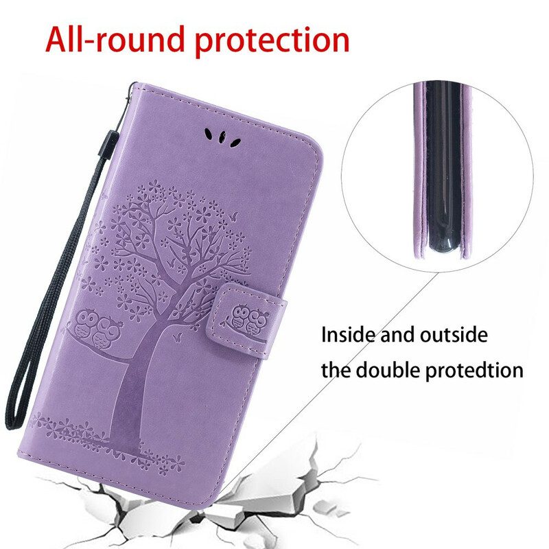 Custodia in pelle iPhone 12 Mini Perizoma Albero E Gufi