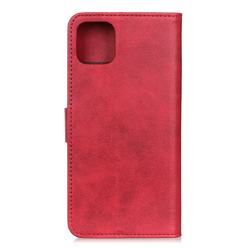 Custodia in pelle iPhone 12 Mini Retro Effetto Pelle Opaca