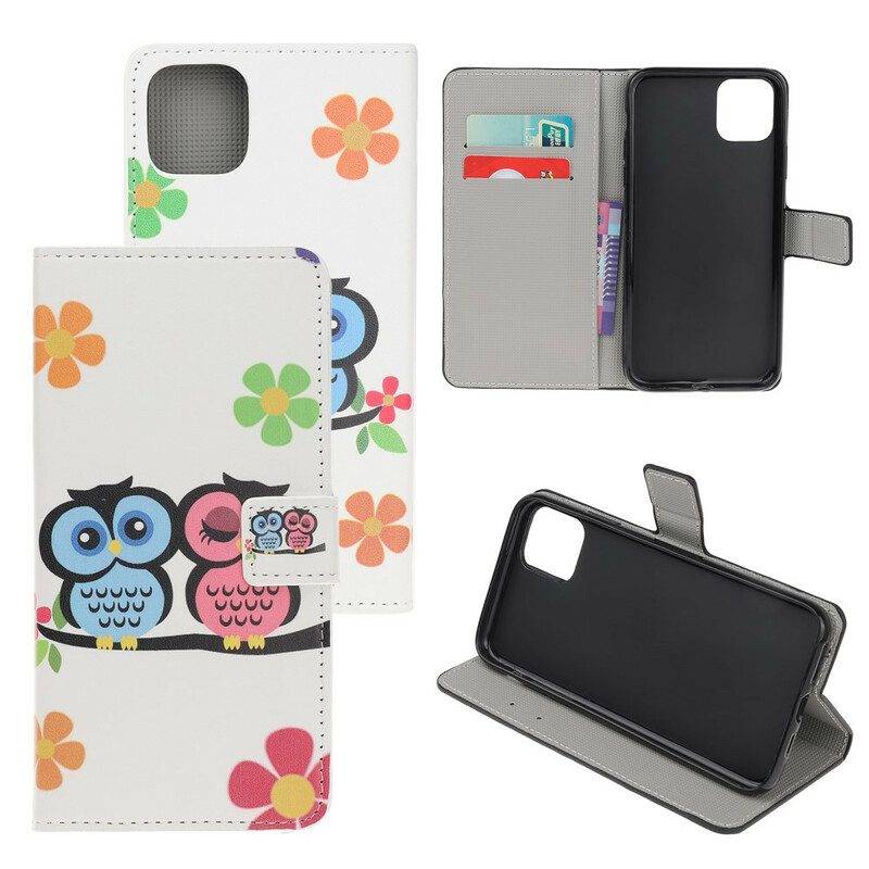 Folio Cover iPhone 12 Mini Coppia Di Gufi