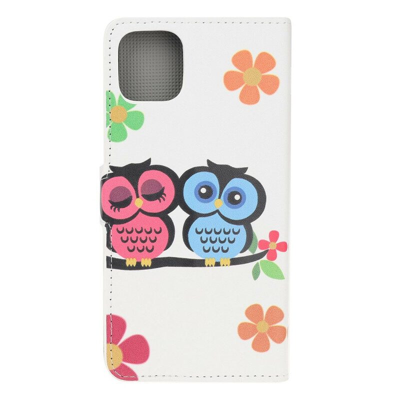 Folio Cover iPhone 12 Mini Coppia Di Gufi