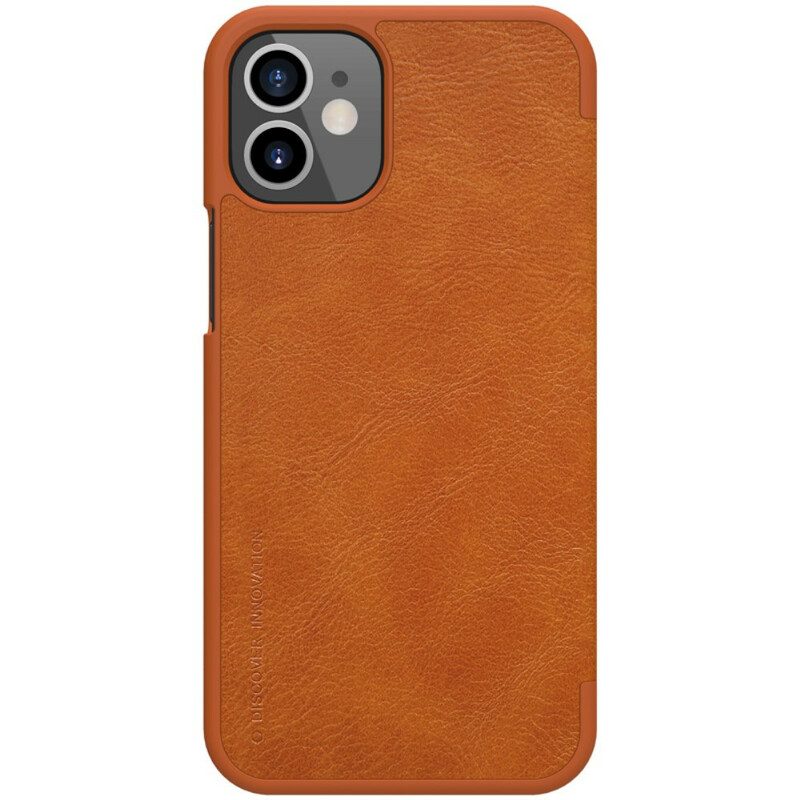 Folio Cover iPhone 12 Mini Custodia in pelle Serie Nillkin Qin