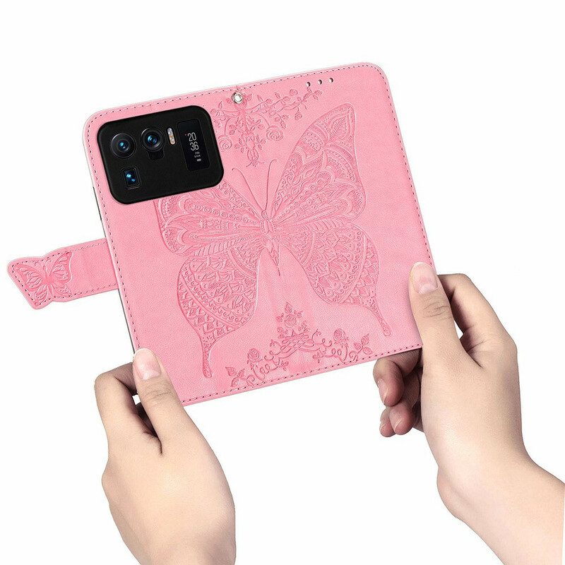 Custodia in pelle Xiaomi Mi 11 Ultra Mezze Farfalle