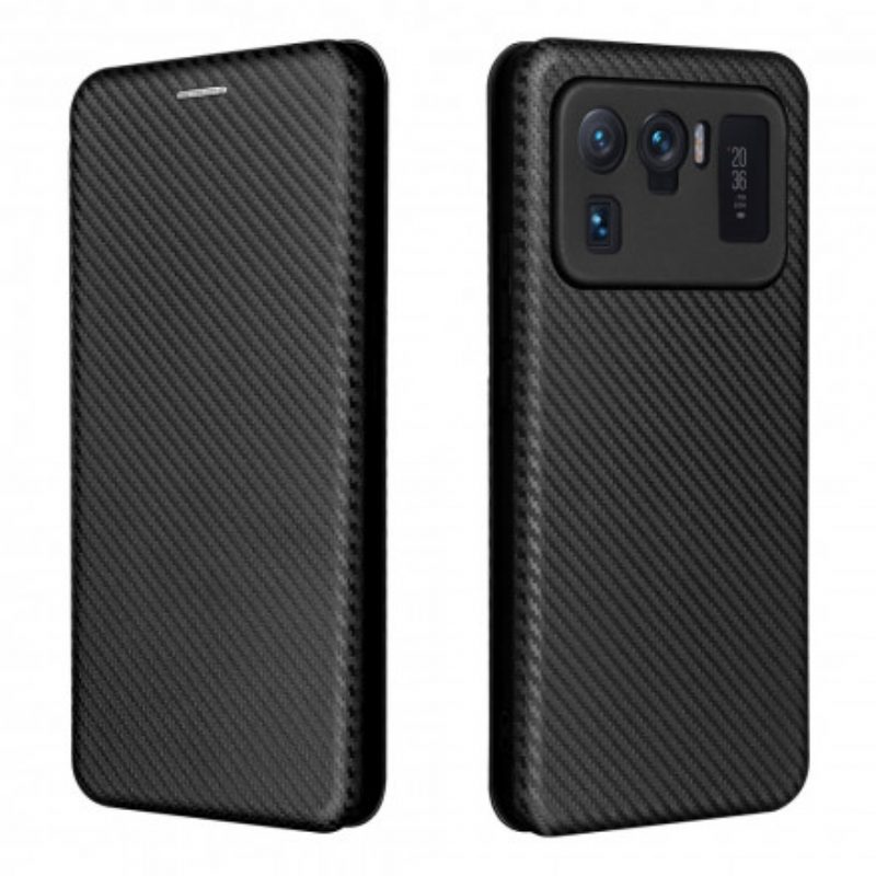 Folio Cover Xiaomi Mi 11 Ultra Custodia in pelle Fibra Di Carbonio Con Anello Di Supporto