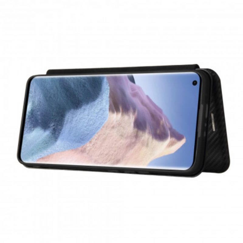 Folio Cover Xiaomi Mi 11 Ultra Custodia in pelle Fibra Di Carbonio Con Anello Di Supporto