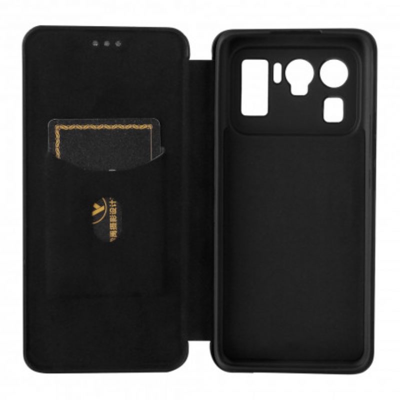 Folio Cover Xiaomi Mi 11 Ultra Custodia in pelle Fibra Di Carbonio Con Anello Di Supporto