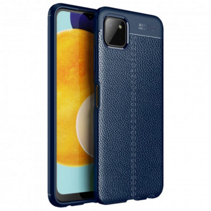 Cover Samsung Galaxy A22 5G Doppia Linea Litchi Effetto Pelle