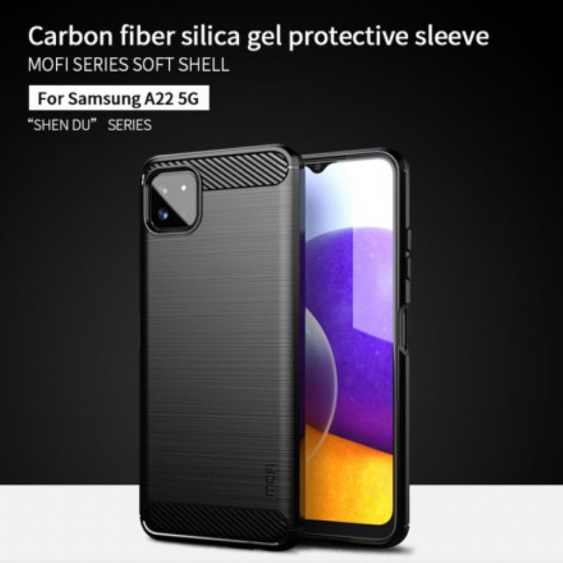 Cover Samsung Galaxy A22 5G Fibra Di Carbonio Spazzolata Mofi