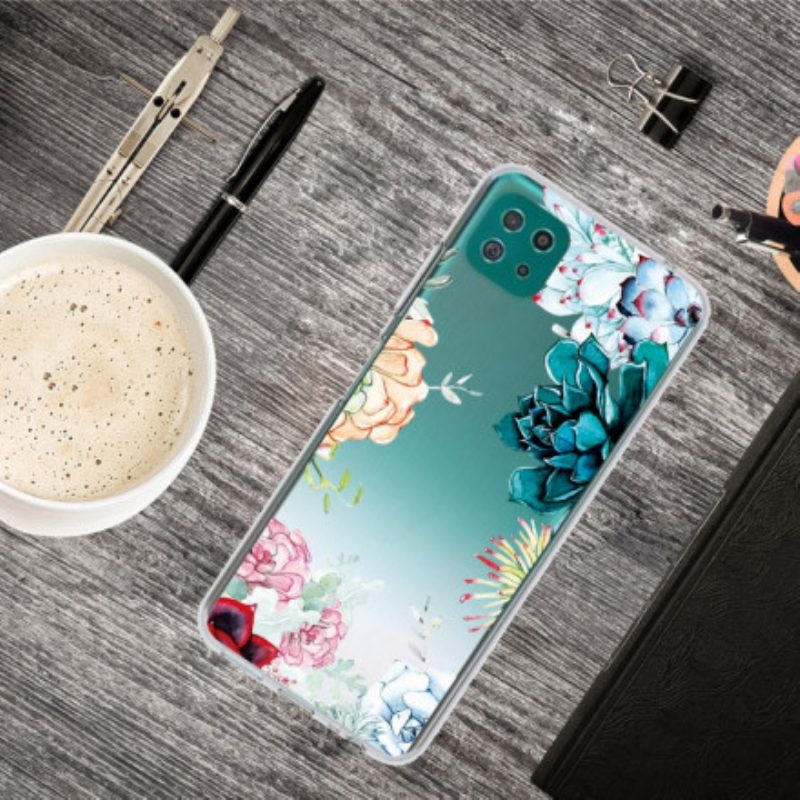 Cover Samsung Galaxy A22 5G Fiori Dell'acquerello Senza Soluzione Di Continuità