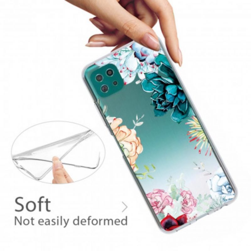 Cover Samsung Galaxy A22 5G Fiori Dell'acquerello Senza Soluzione Di Continuità