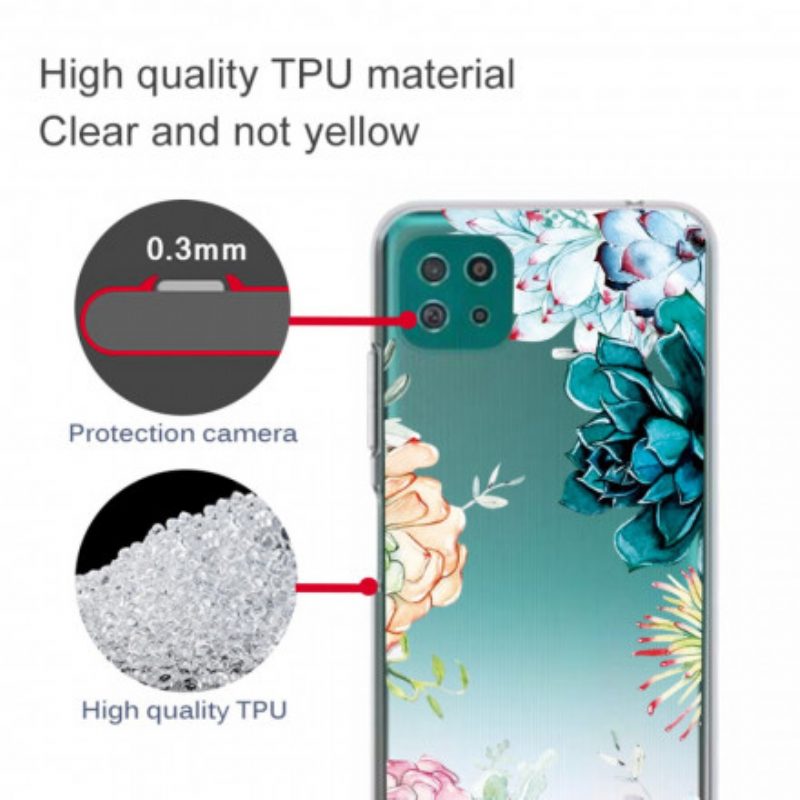 Cover Samsung Galaxy A22 5G Fiori Dell'acquerello Senza Soluzione Di Continuità