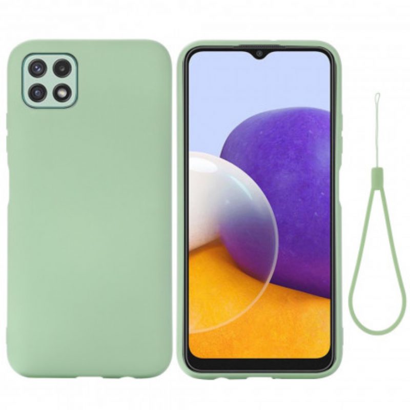 Cover Samsung Galaxy A22 5G Silicone Liquido Con Cordino