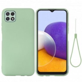 Cover Samsung Galaxy A22 5G Silicone Liquido Con Cordino