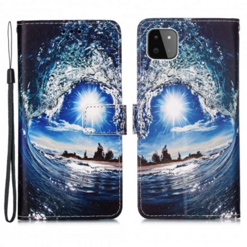 Custodia in pelle Samsung Galaxy A22 5G Ama L'onda