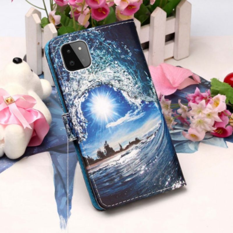 Custodia in pelle Samsung Galaxy A22 5G Ama L'onda