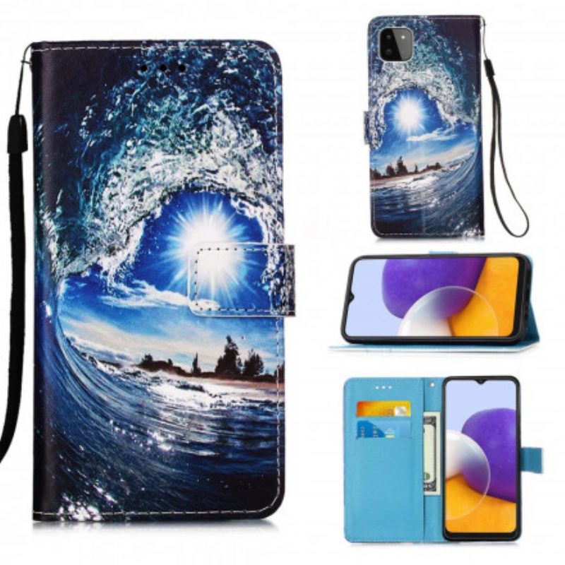 Custodia in pelle Samsung Galaxy A22 5G Ama L'onda